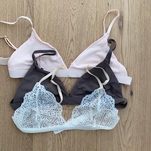 Aritzia set of three triangle bralettes